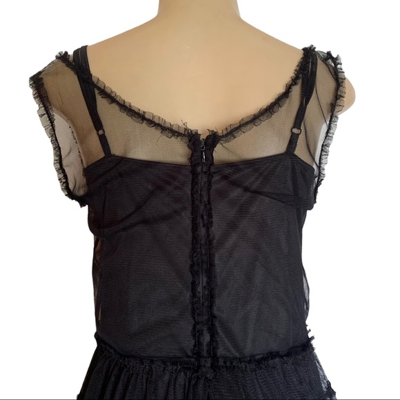 American Rag Strappy Sheer Black Flower Lace Fit & Fare Mini Chiffon Dress - Picture 9 of 11